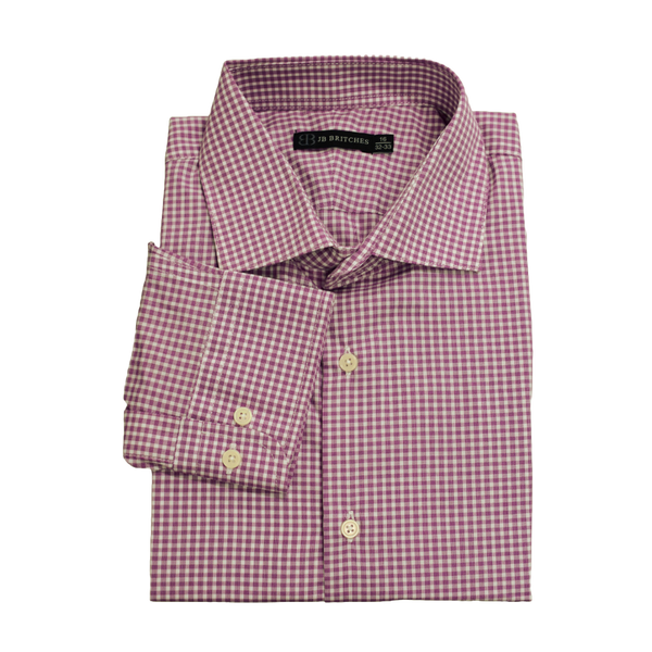 JB Britches Yard Dyed Check Dress Shirt - Pink Gingham
