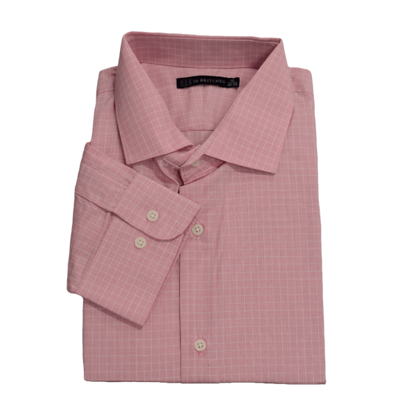 JB Britches Yard Dyed Check Dress Shirt - Pink