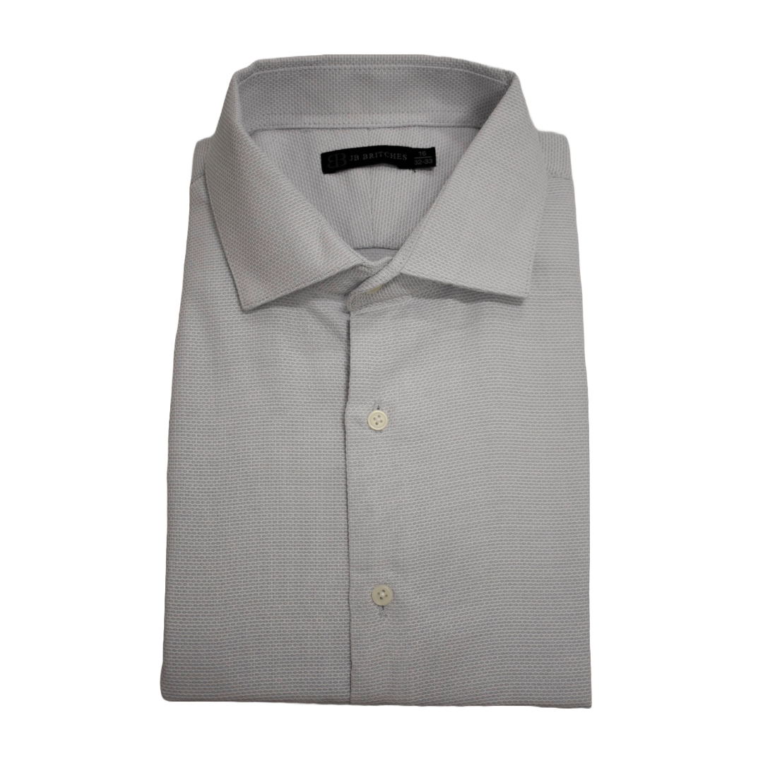 JB Britches Textured Weave Dress Shirt - Silver