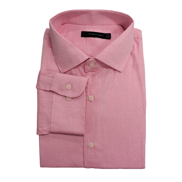 JB Britches Yard Dyed Dobby Dress Shirt - Pink