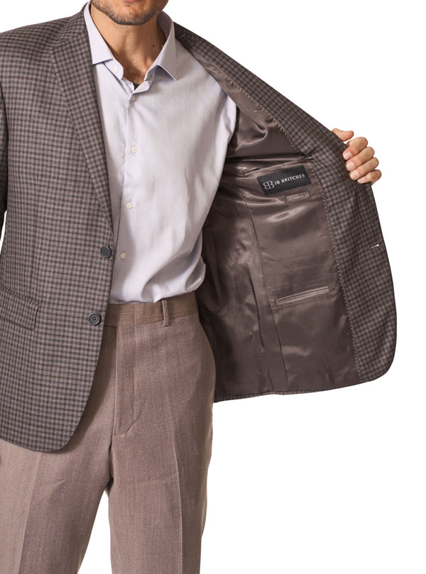 JB Britches Check Sport Coat - Dark Taupe