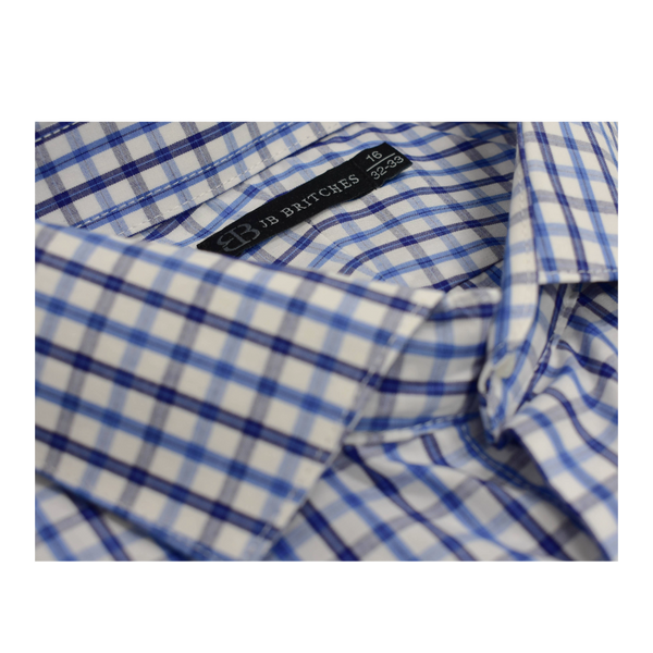 JB Britches Yard Dyed Check Dress Shirt - Navy/Blue