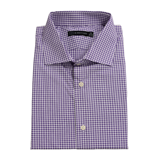 JB Britches Yard Dyed Check Dress Shirt - Purple