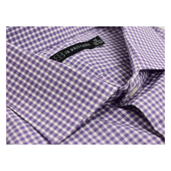 JB Britches Yard Dyed Check Dress Shirt - Purple