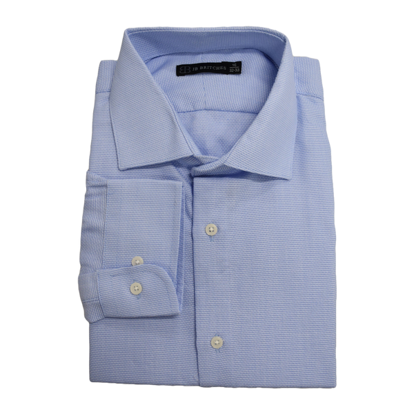 JB Britches Textured Weave Dress Shirt - Blue