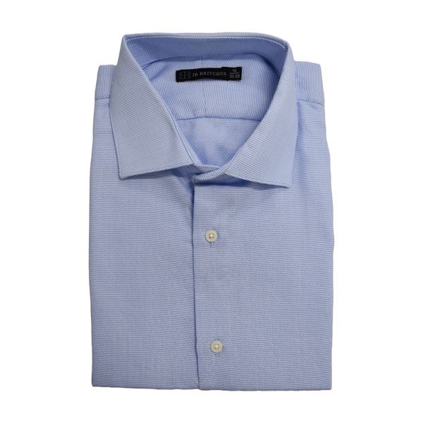 JB Britches Textured Weave Dress Shirt - Blue