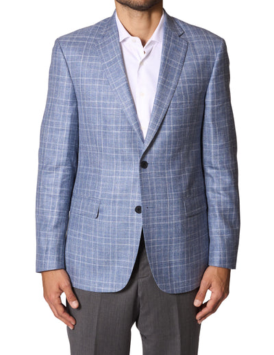 JB0907-03 Light Blue Plaid Sport Coat