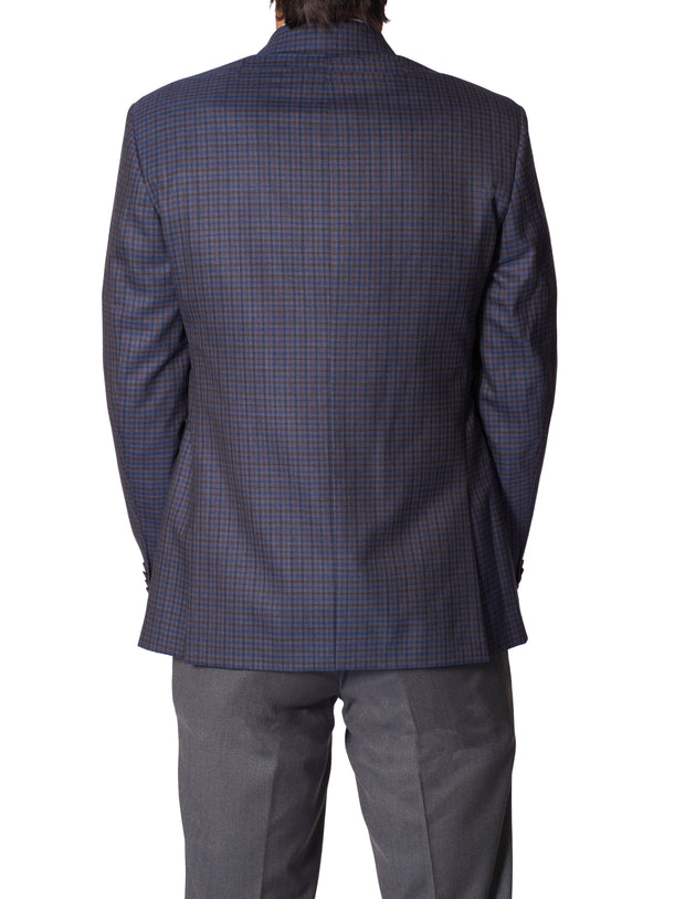 JB0907-02 Navy Brown Grey Check Sport Coat